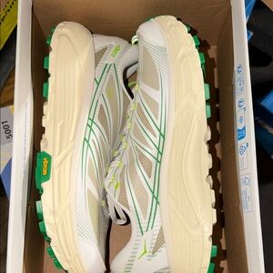 Hoka Men's Athletic Shoes White Cream with Green Accents